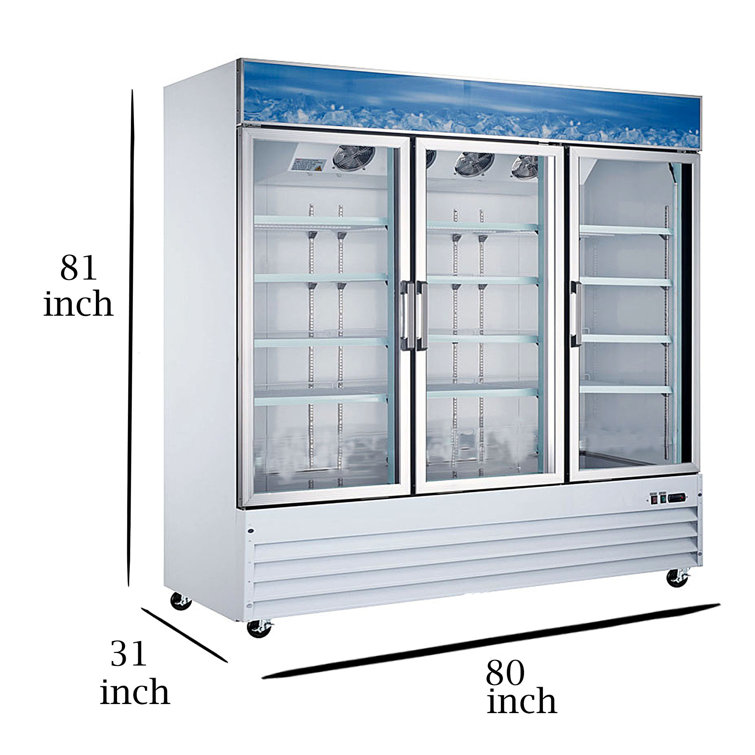 Three door best sale commercial fridge